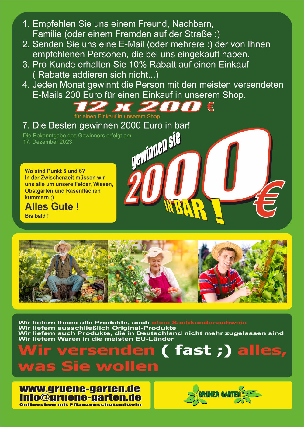 Gewinne 2000 € in Bar 